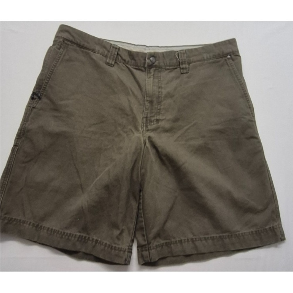 Columbia Men's Green Shorts sz. 38W 10L flat front chino outdoors Cotton pockets
